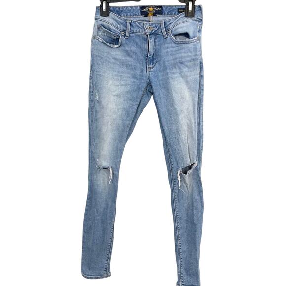 Lucky Brand Sasha Skinny Distressed Medium Wash Stretch Jeans Ankle 2 / 26 x 28 - Picture 1 of 15